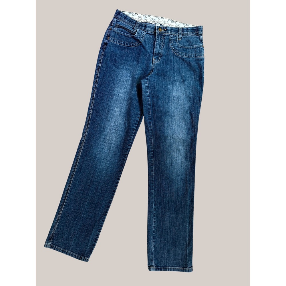 Cato Premium Women's Size 8 Straight Leg Jeans Medium Wash Embroidered Pockets